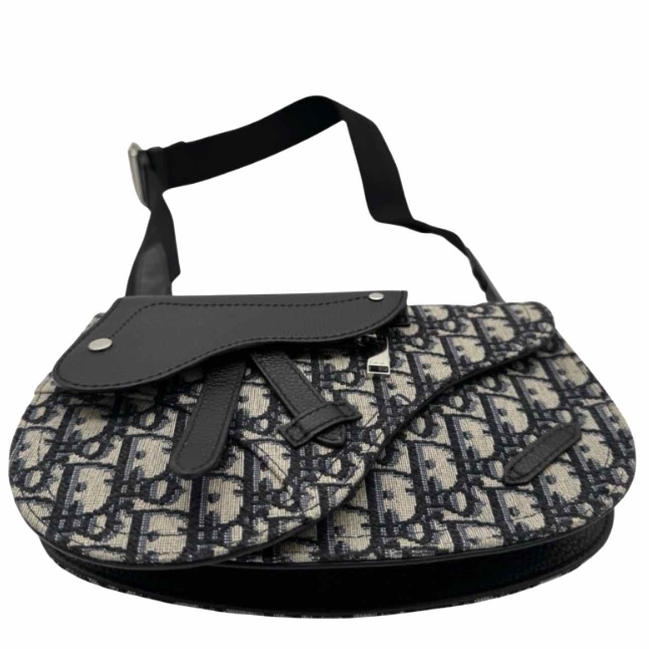 DIOR Oblique Jacquard Saddle Messenger Bag Navy/Black