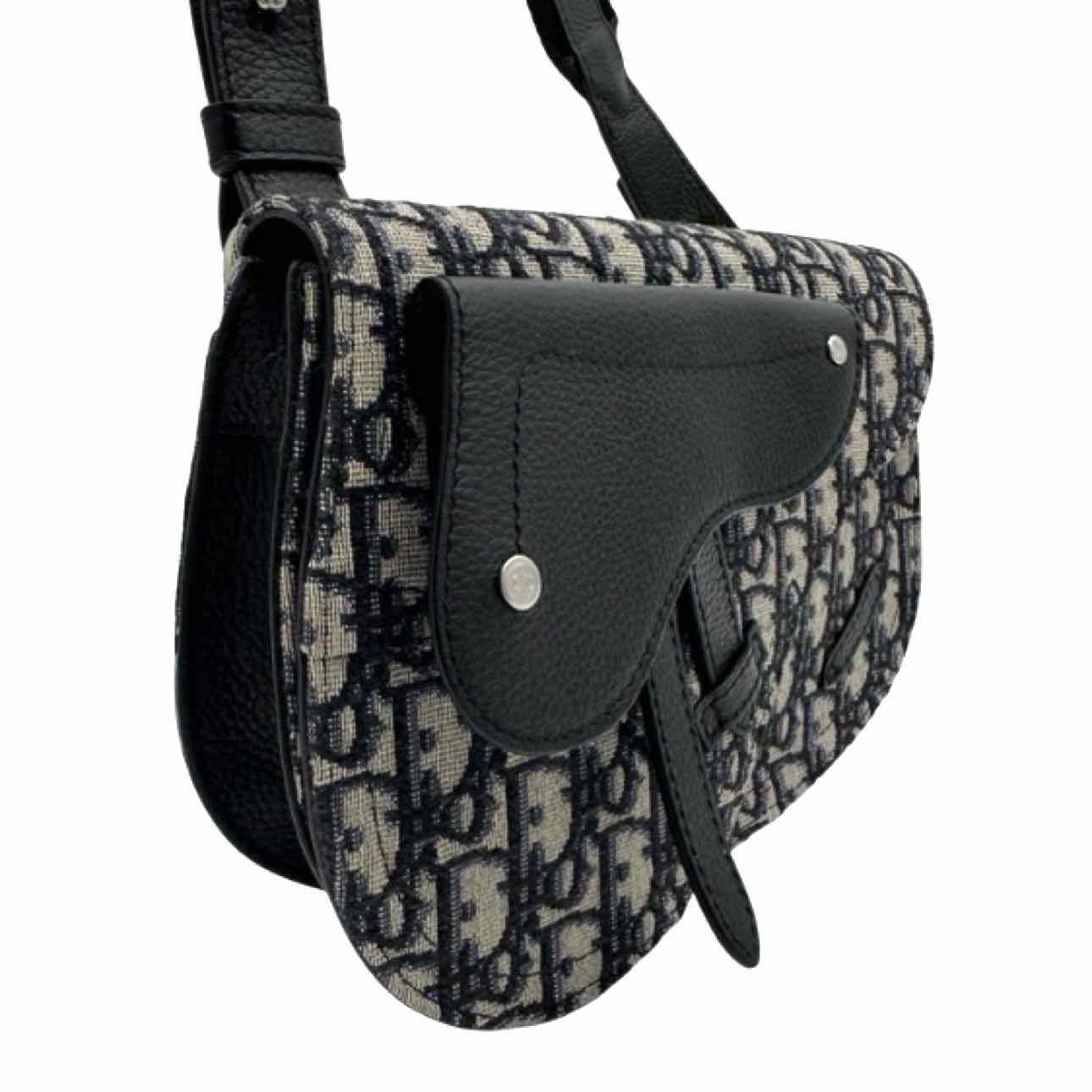 DIOR Oblique Jacquard Saddle Messenger Bag Navy/Black