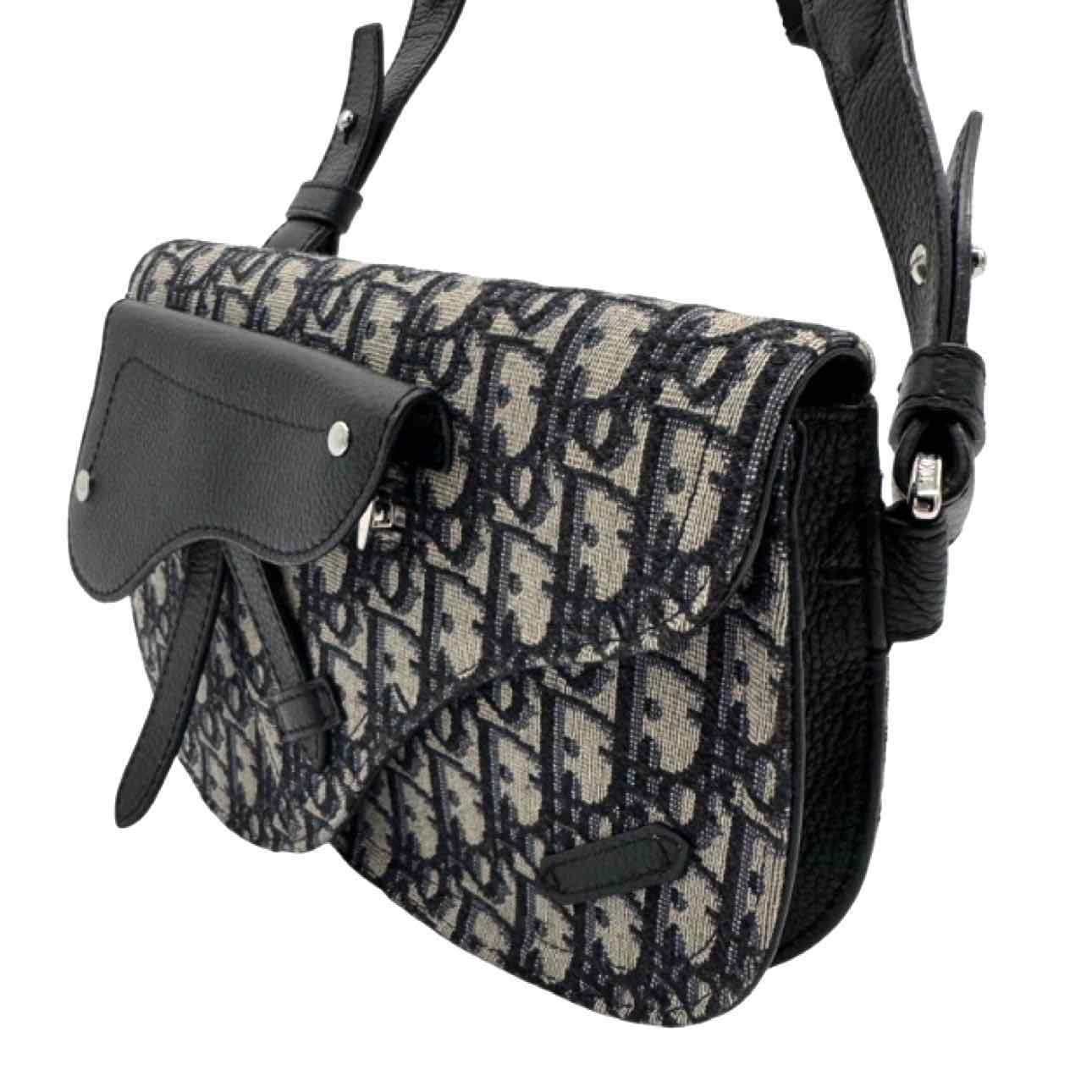 DIOR Oblique Jacquard Saddle Messenger Bag Navy/Black