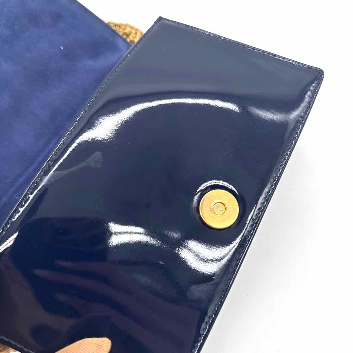 DIOR Patent Leather Studded Diorama Wallet On Chain