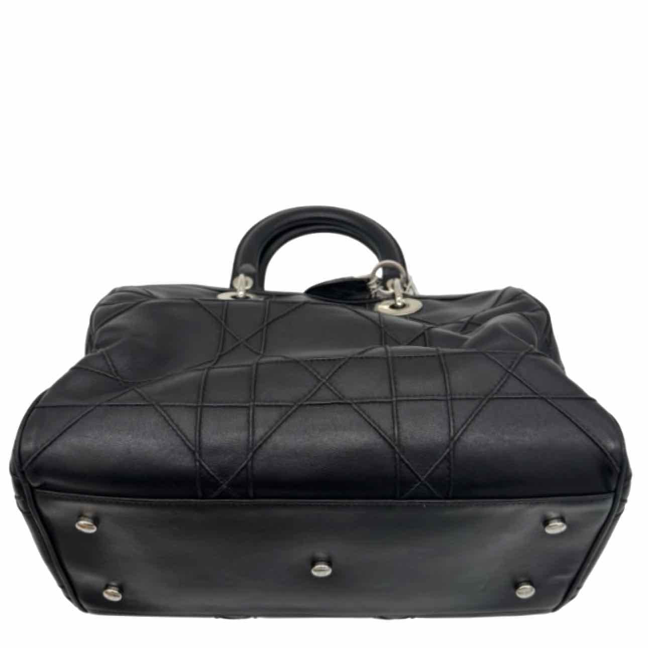 DIOR Quilted Lambskin Granville Polochon Shoulder Bag Black