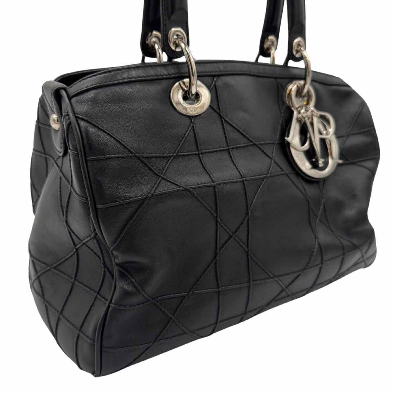 DIOR Quilted Lambskin Granville Polochon Shoulder Bag Black