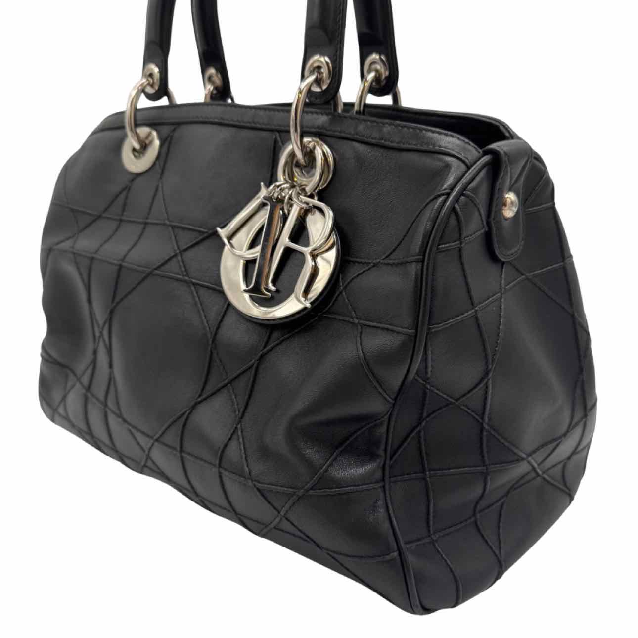 DIOR Quilted Lambskin Granville Polochon Shoulder Bag Black