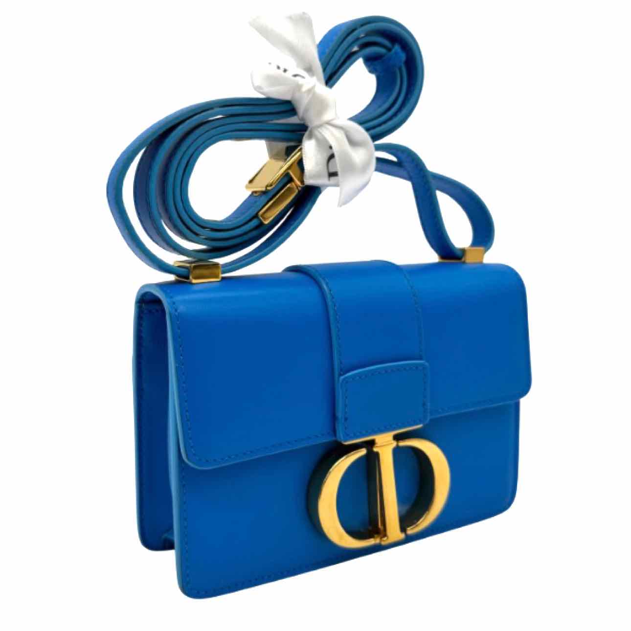 DIOR Smooth Calfskin Mirco 30 Montaigne Flap Crossbody Blue