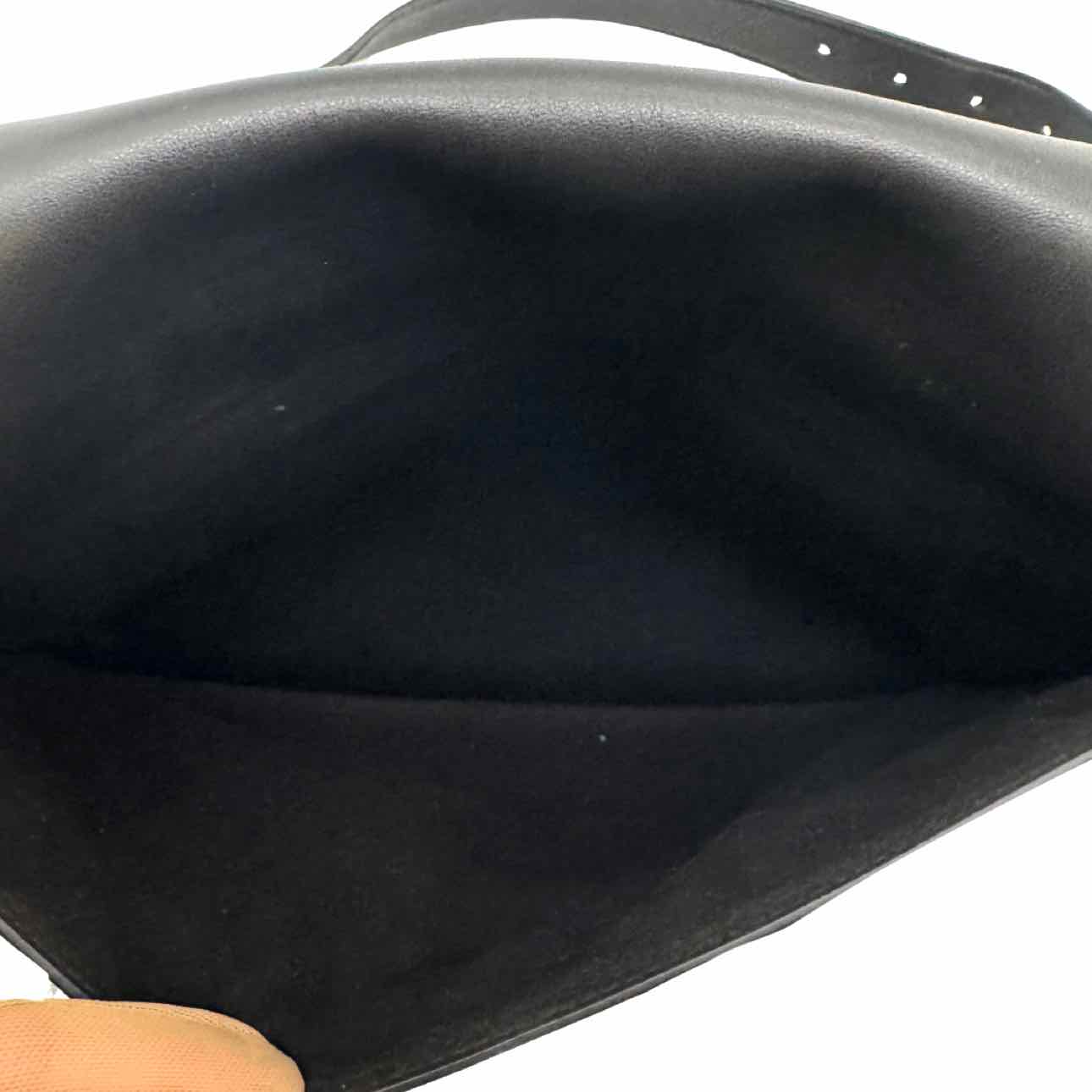 FENDI Calfskin Debossed Classic Logo Messenger Bag Black