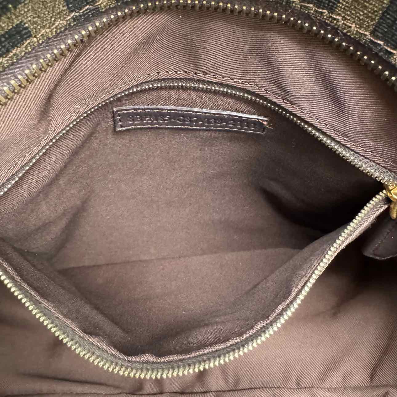 FENDI Coated Canvas Zucca Roll Tote Bag Brown