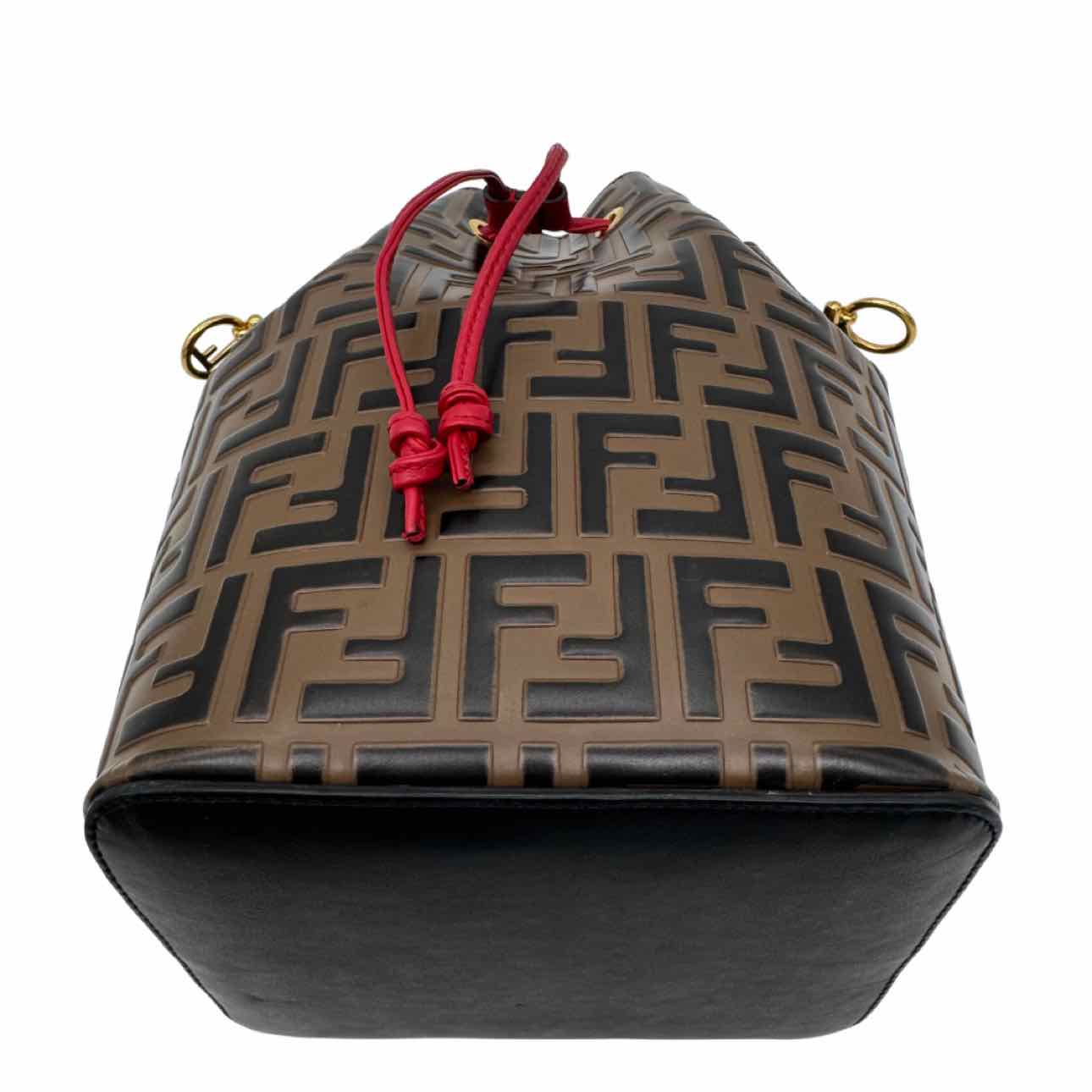 FENDI Vitello Grace F Is Fendi 1974 Embossed Grande Mon Tresor Bucket Bag