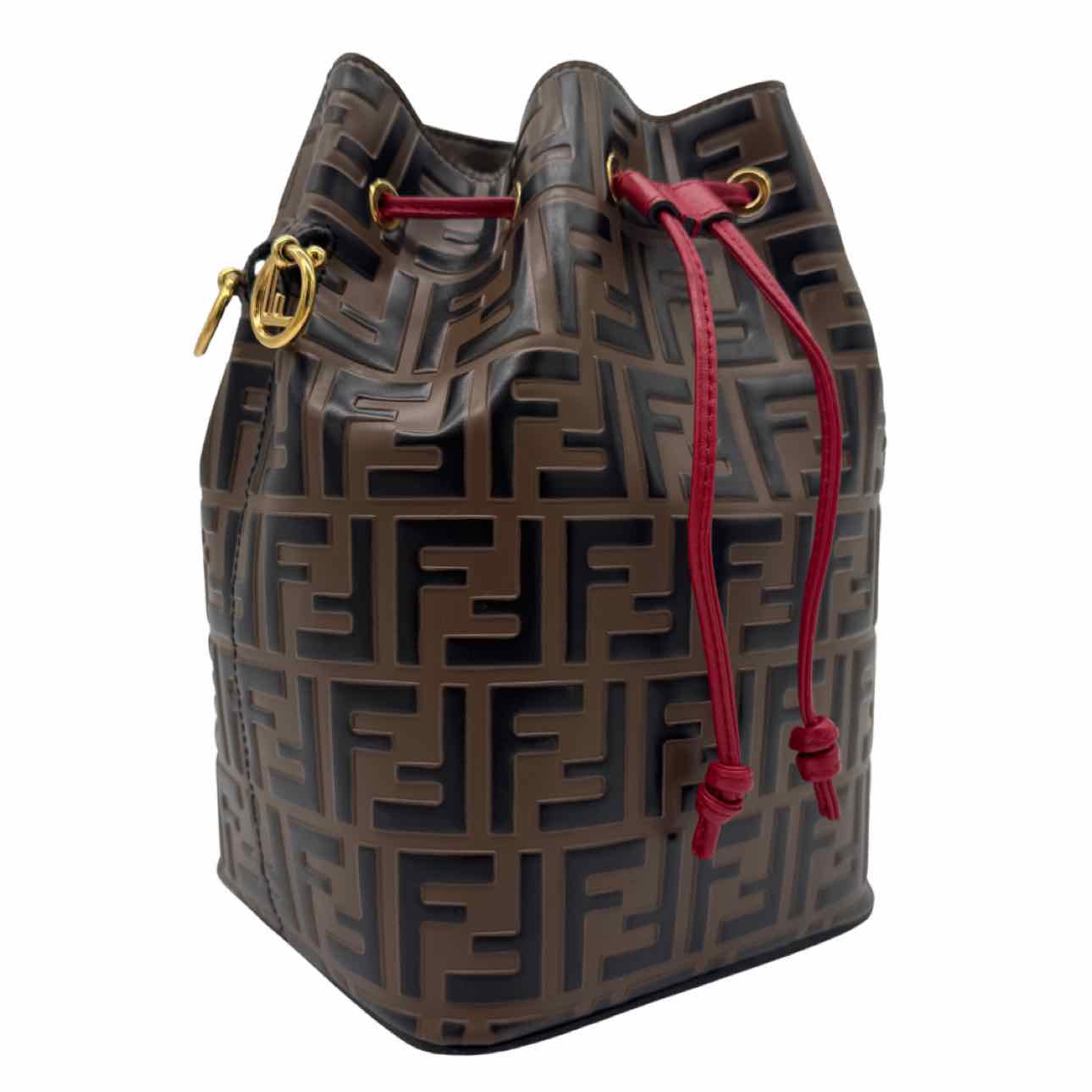 FENDI Vitello Grace F Is Fendi 1974 Embossed Grande Mon Tresor Bucket Bag