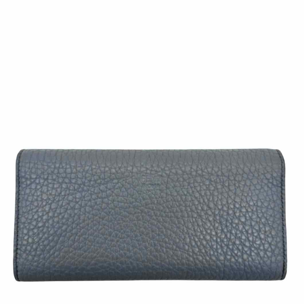 FENDI Vitello Peekaboo Bifold Continental Wallet Blue