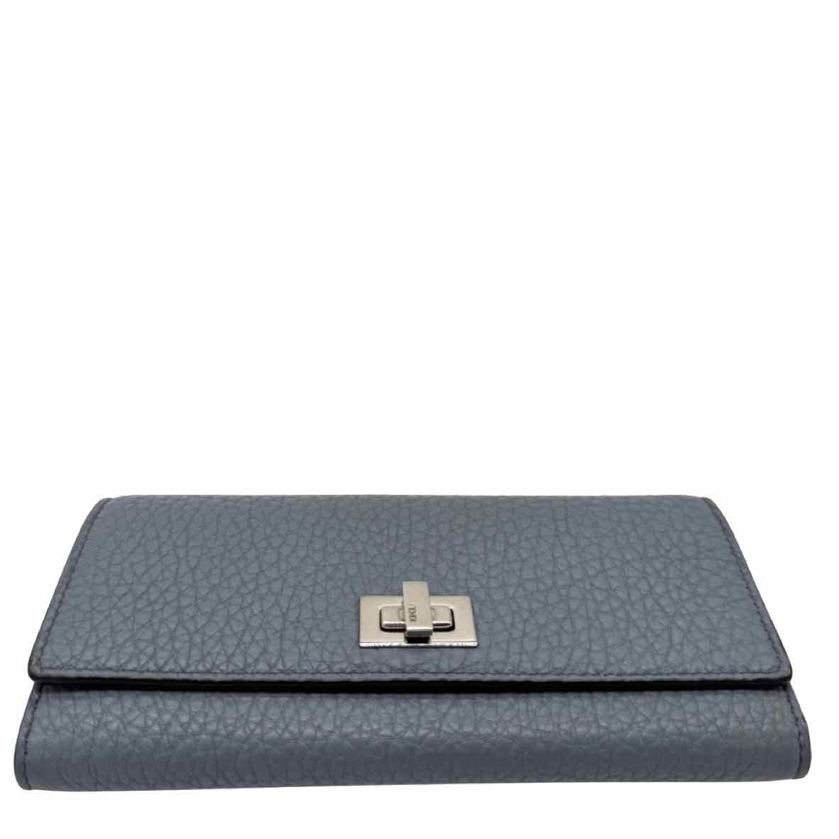 FENDI Vitello Peekaboo Bifold Continental Wallet Blue