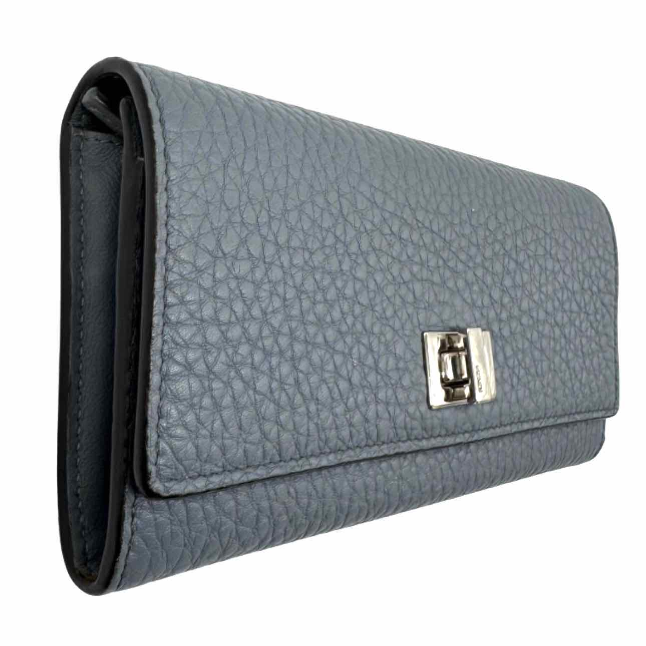 FENDI Vitello Peekaboo Bifold Continental Wallet Blue