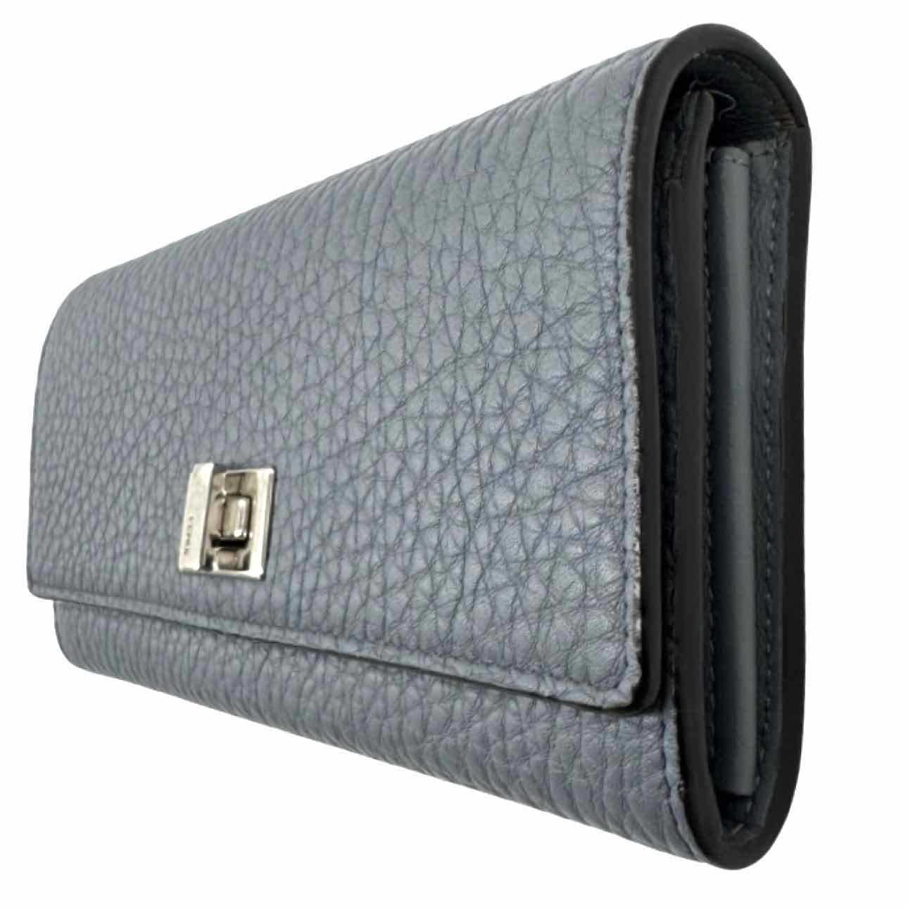 FENDI Vitello Peekaboo Bifold Continental Wallet Blue