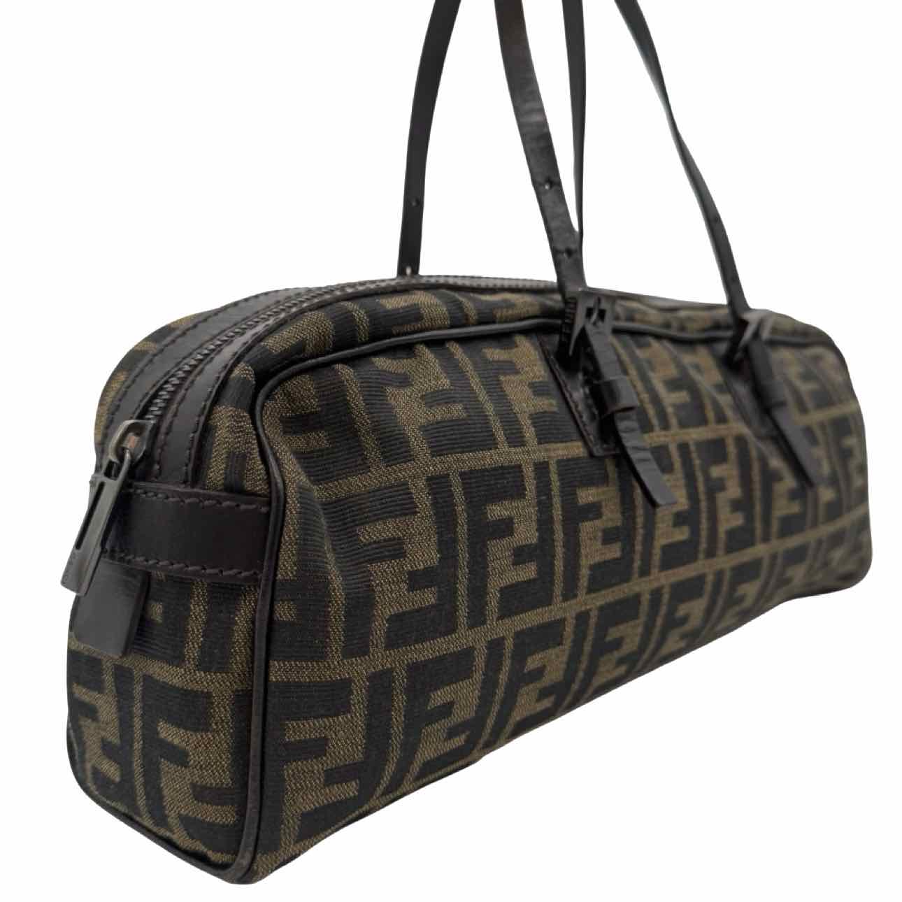 FENDI Zucca Canvas East West Boston Bag Brown