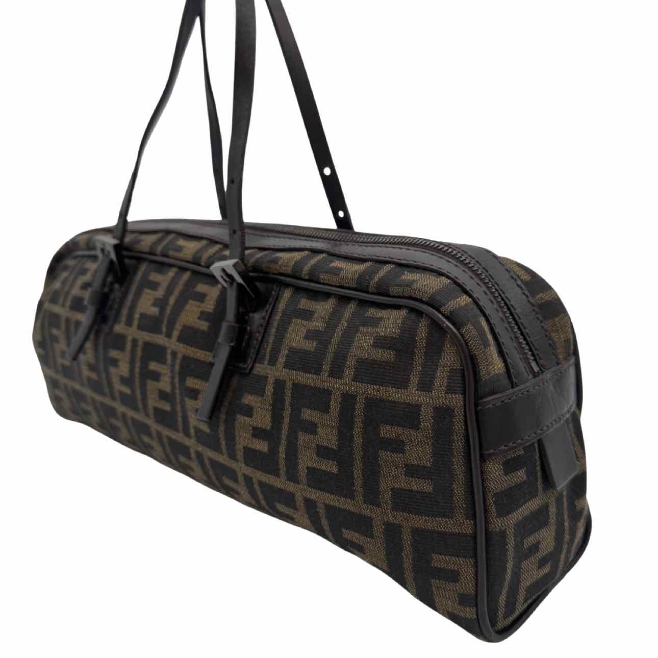FENDI Zucca Canvas East West Boston Bag Brown