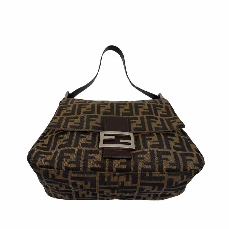 FENDI Zucca Canvas Mama Baguette Brown Shoulder Bag (Pre-Owned)