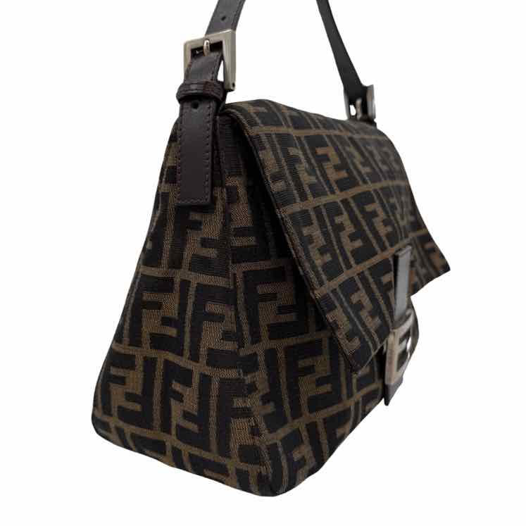 FENDI Zucca Canvas Mama Baguette Brown Shoulder Bag (Pre-Owned)