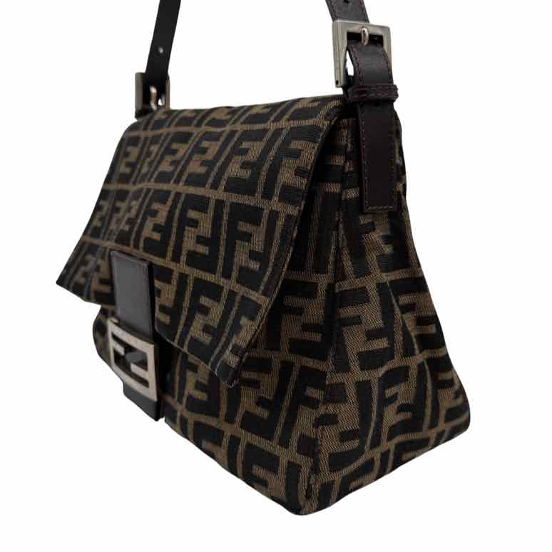 FENDI Zucca Canvas Mama Baguette Brown Shoulder Bag (Pre-Owned)