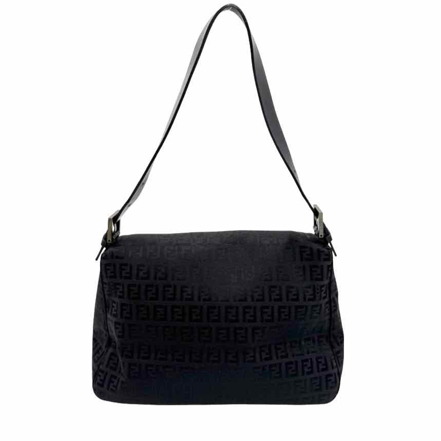 FENDI Zucca Mamma Bucklet Shoulder Bag Black