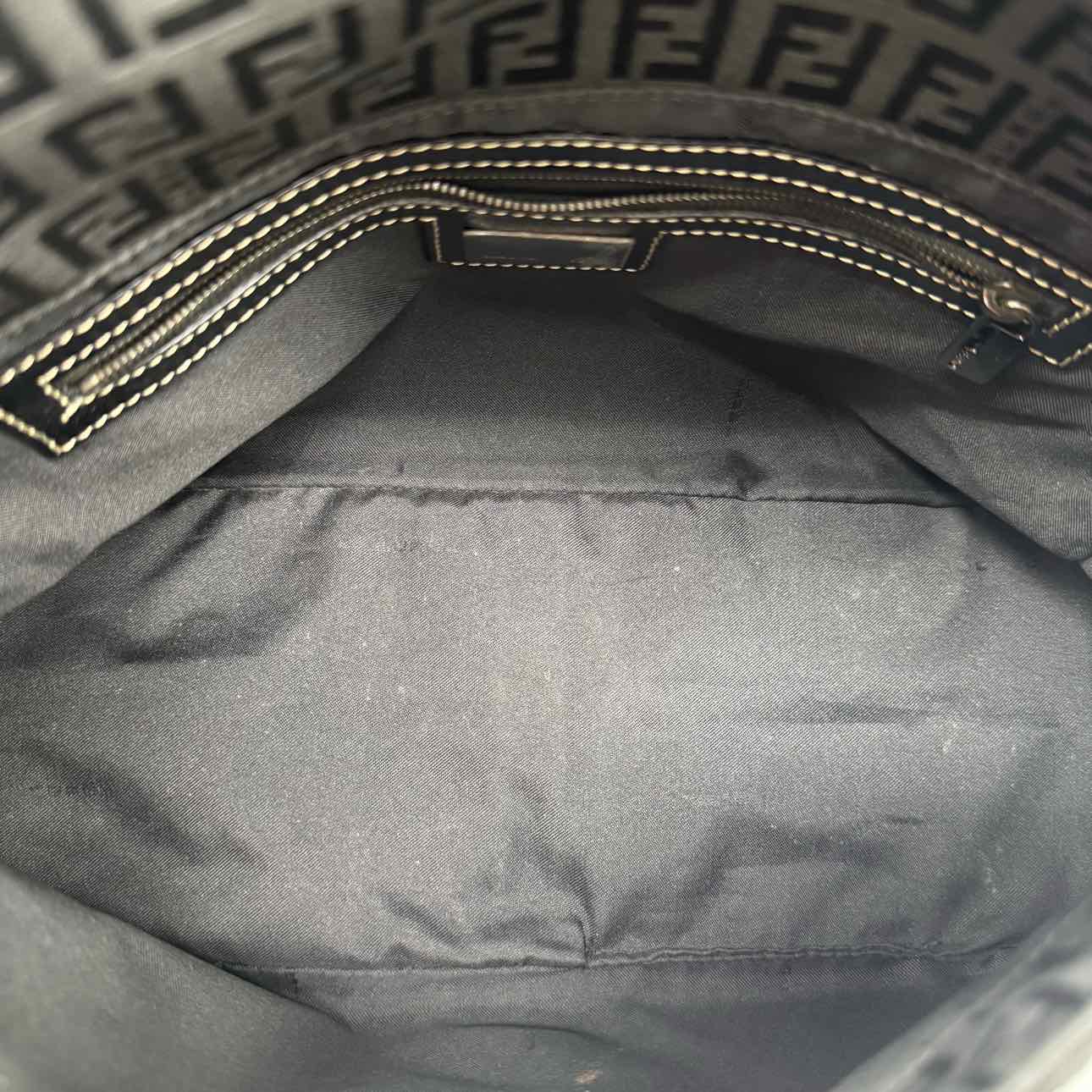 FENDI Zucca Mamma Bucklet Shoulder Bag Black