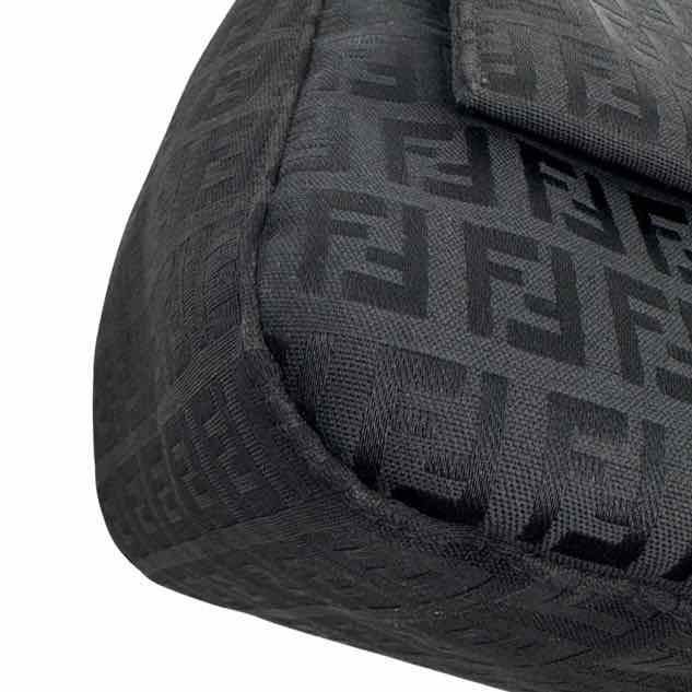 FENDI Zucca Mamma Bucklet Shoulder Bag Black