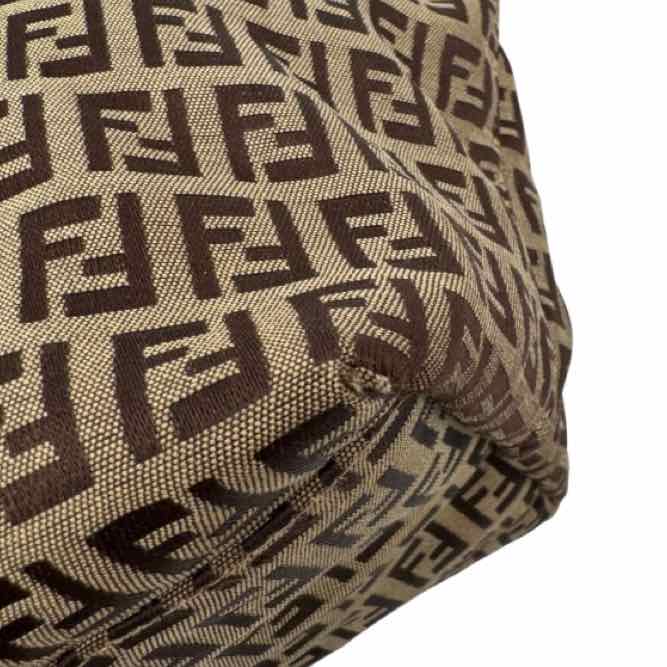 FENDI Zucchino Canvas Shopping Tote Brown