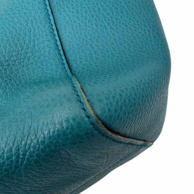 GUCCI Calfskin Dollar Medium Swing Tote Teal