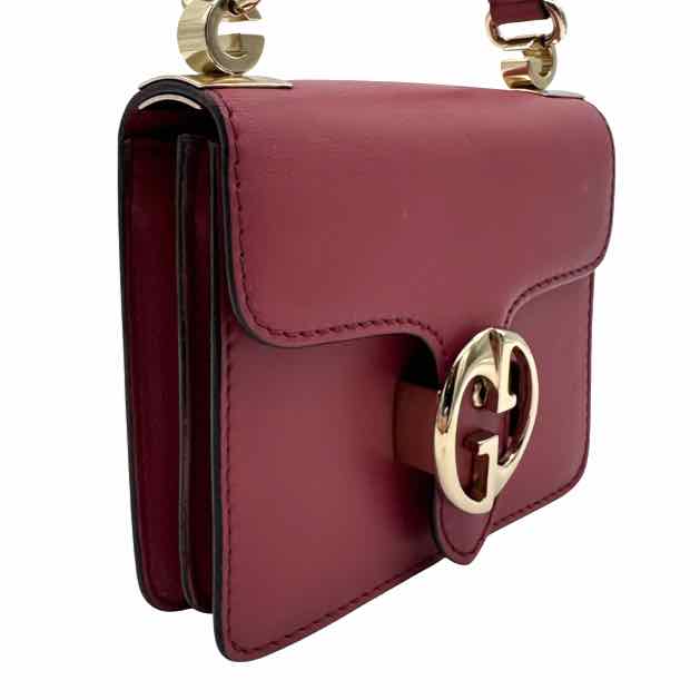 GUCCI Calfskin Double G 1973 Crossbody Burgandy