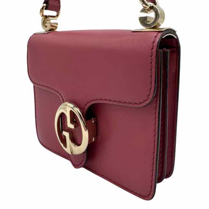 GUCCI Calfskin Double G 1973 Crossbody Burgandy