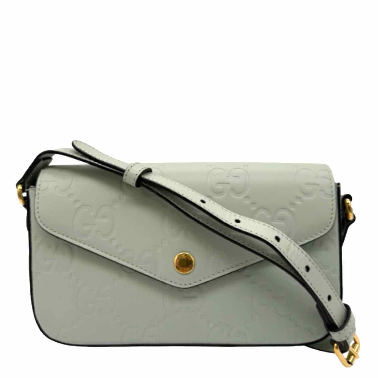GUCCI Calfskin GG Super Mini Mint Crossbody Bag