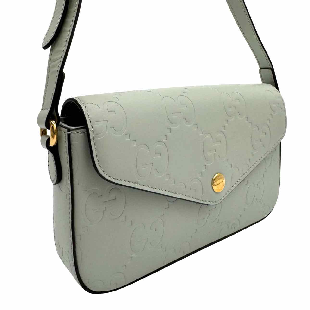 GUCCI Calfskin GG Super Mini Mint Crossbody Bag