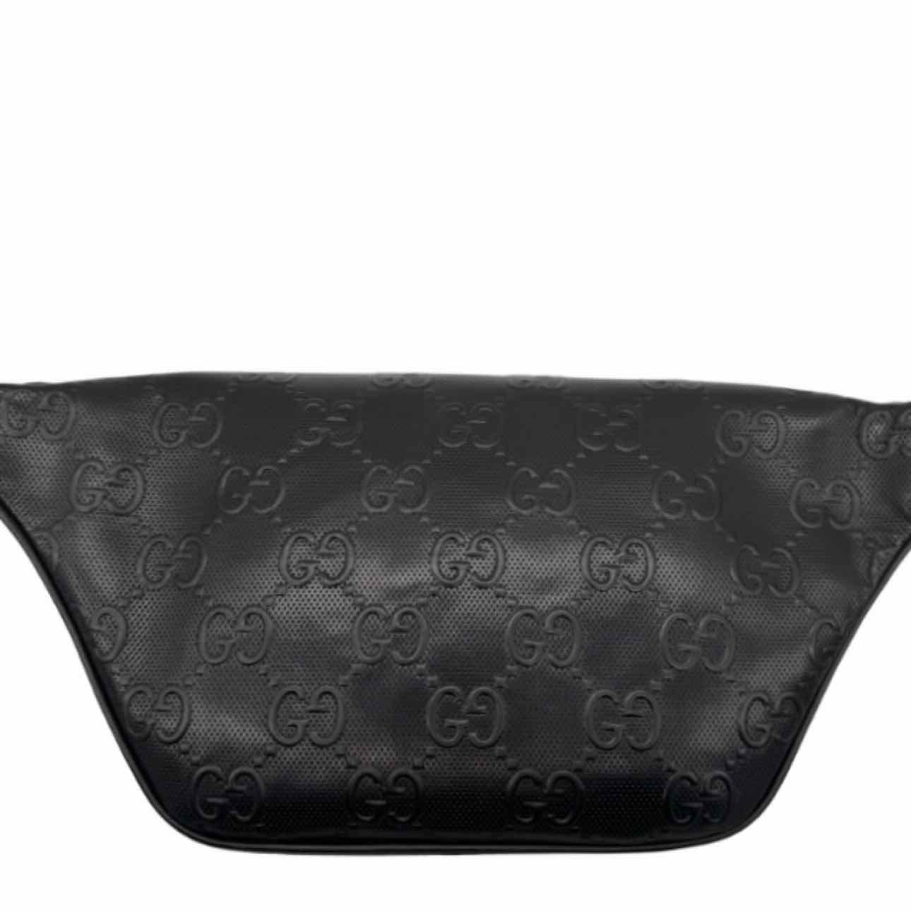 GUCCI Calfskin GG Tennis Embossed Pocket  Belt Bag Black