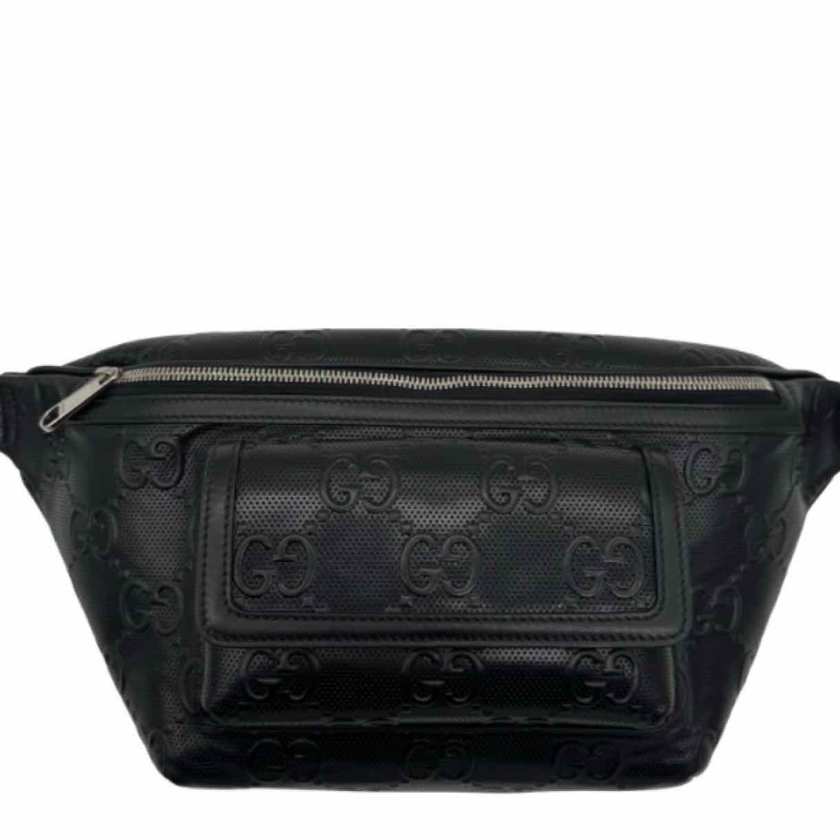 GUCCI Calfskin GG Tennis Embossed Pocket  Belt Bag Black