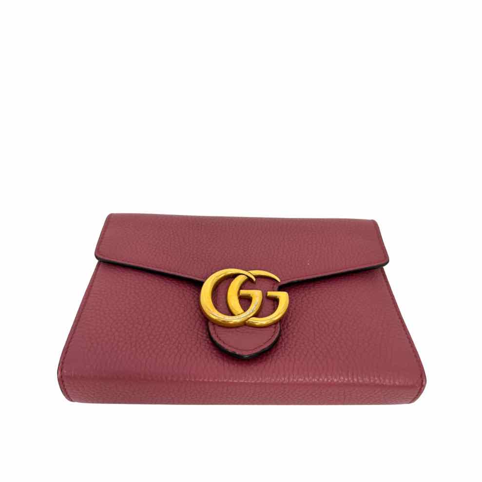GUCCI Calfskin Marmont Chain Wallet Bois de Rose (Pre-Owned)