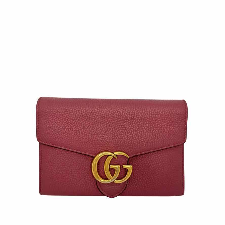 GUCCI Calfskin Marmont Chain Wallet Bois de Rose (Pre-Owned)