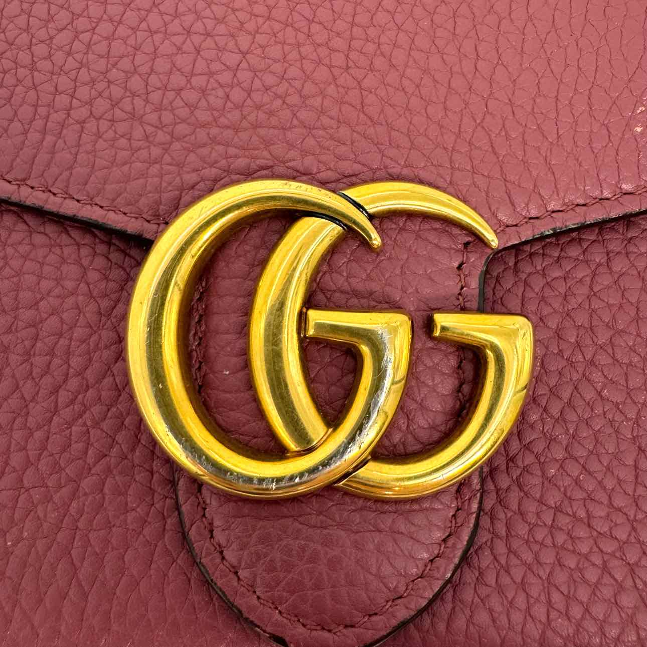 GUCCI Calfskin Marmont Chain Wallet Bois de Rose (Pre-Owned)