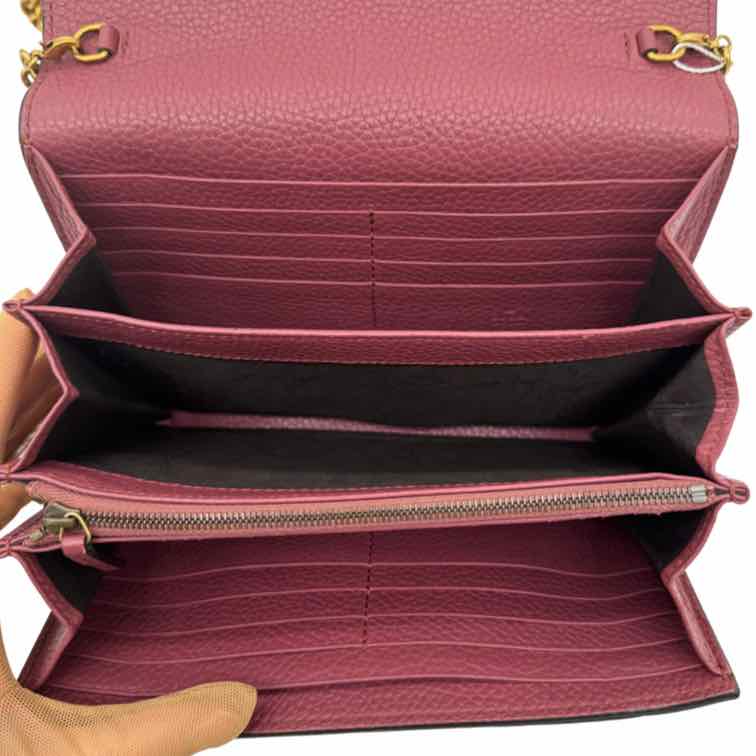 GUCCI Calfskin Marmont Chain Wallet Bois de Rose (Pre-Owned)