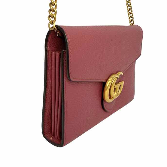 GUCCI Calfskin Marmont Chain Wallet Bois de Rose (Pre-Owned)