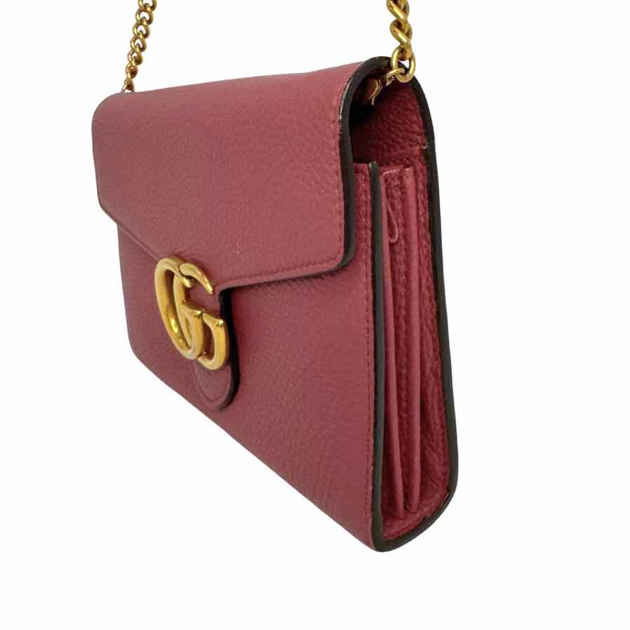 GUCCI Calfskin Marmont Chain Wallet Bois de Rose (Pre-Owned)