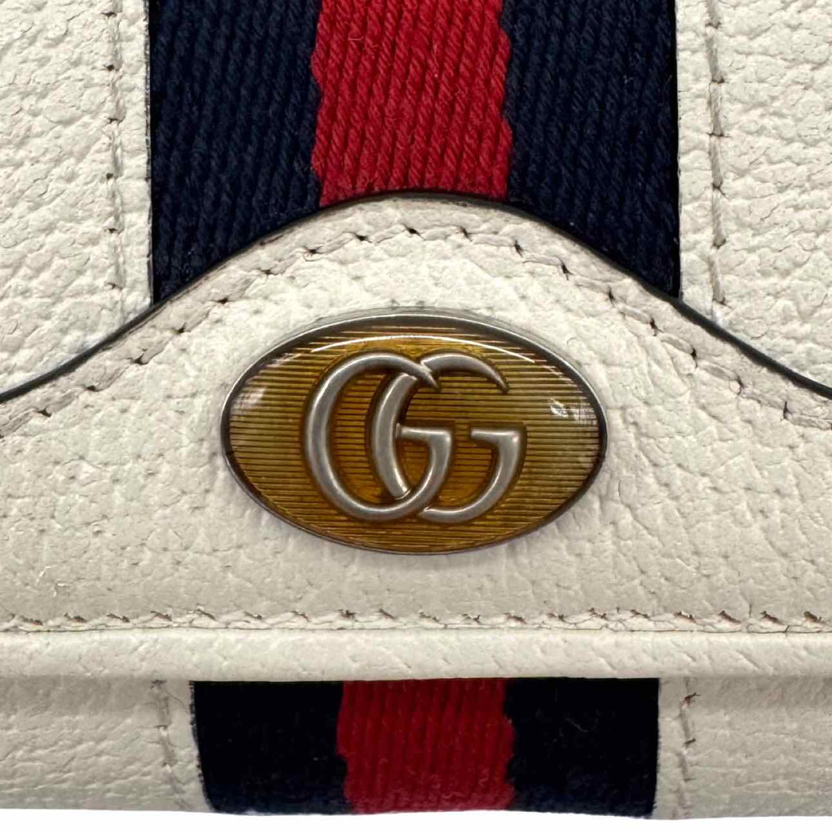 GUCCI Calfskin Ophidia Chain Wallet White