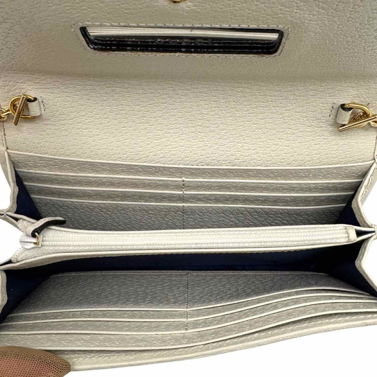 GUCCI Calfskin Ophidia Chain Wallet White