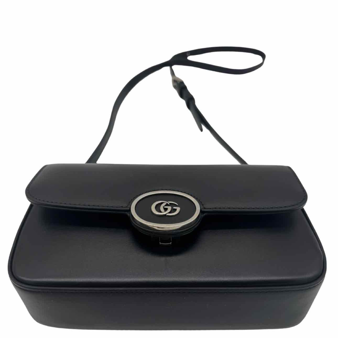 GUCCI Calfskin Senna Top Handle Shoulder Bag Black