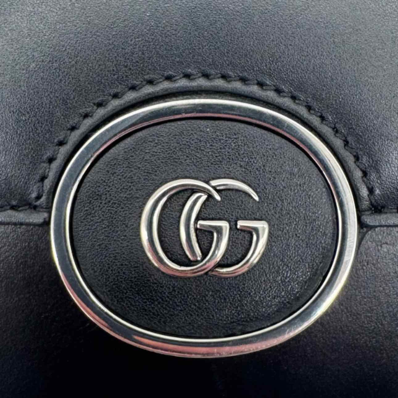 GUCCI Calfskin Senna Top Handle Shoulder Bag Black