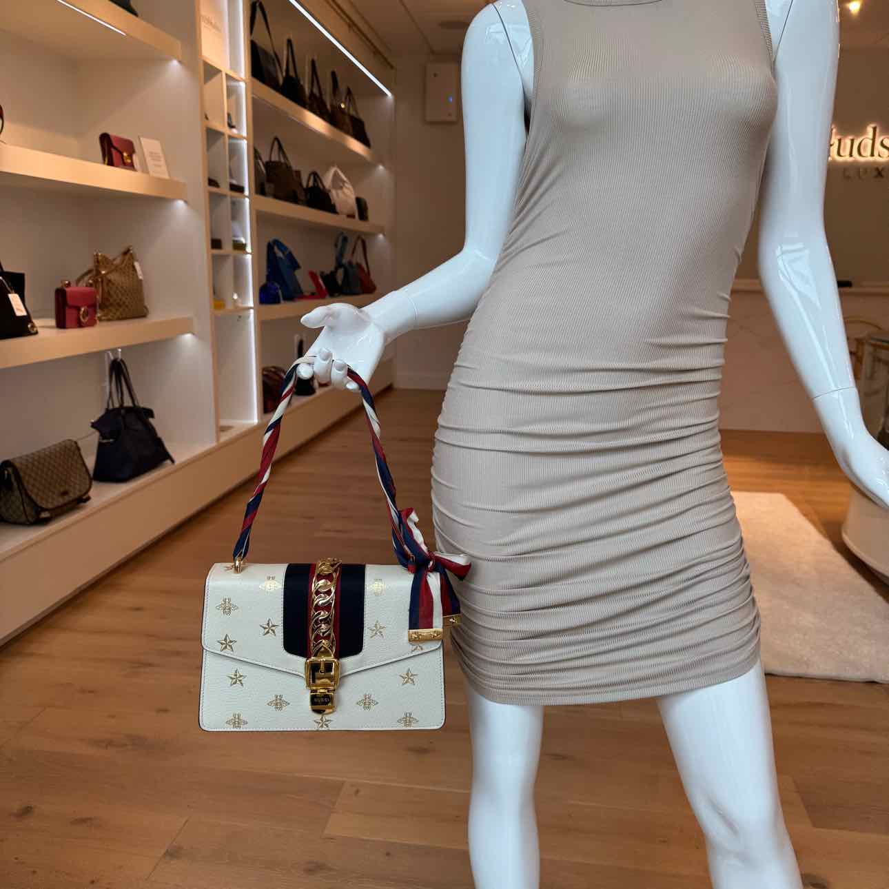 GUCCI Calfskin Sylvie Bee Star Shoulder Bag Small