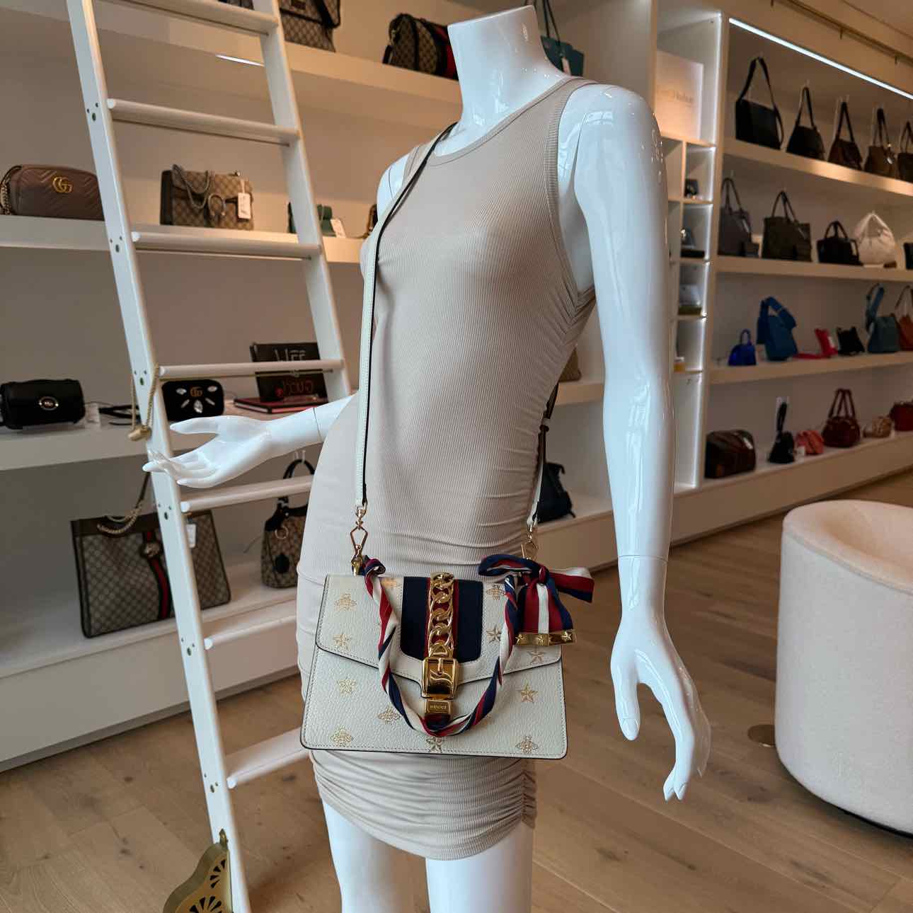 GUCCI Calfskin Sylvie Bee Star Shoulder Bag Small