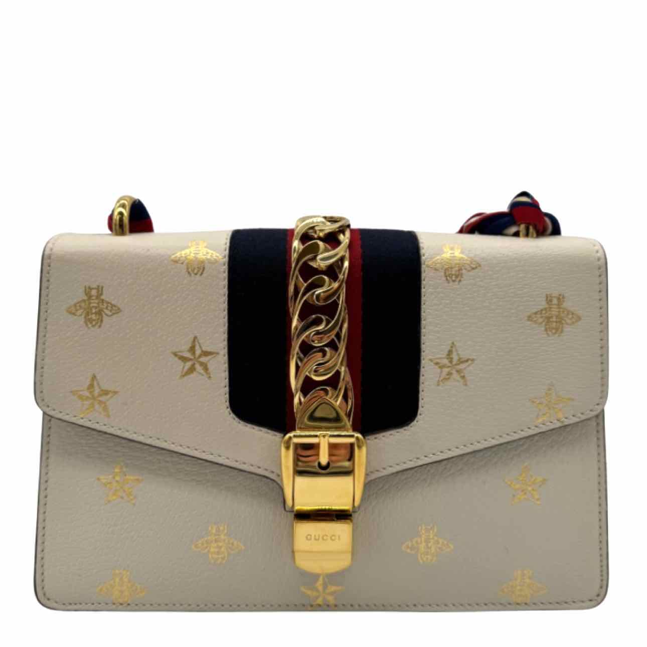 GUCCI Calfskin Sylvie Bee Star Shoulder Bag Small