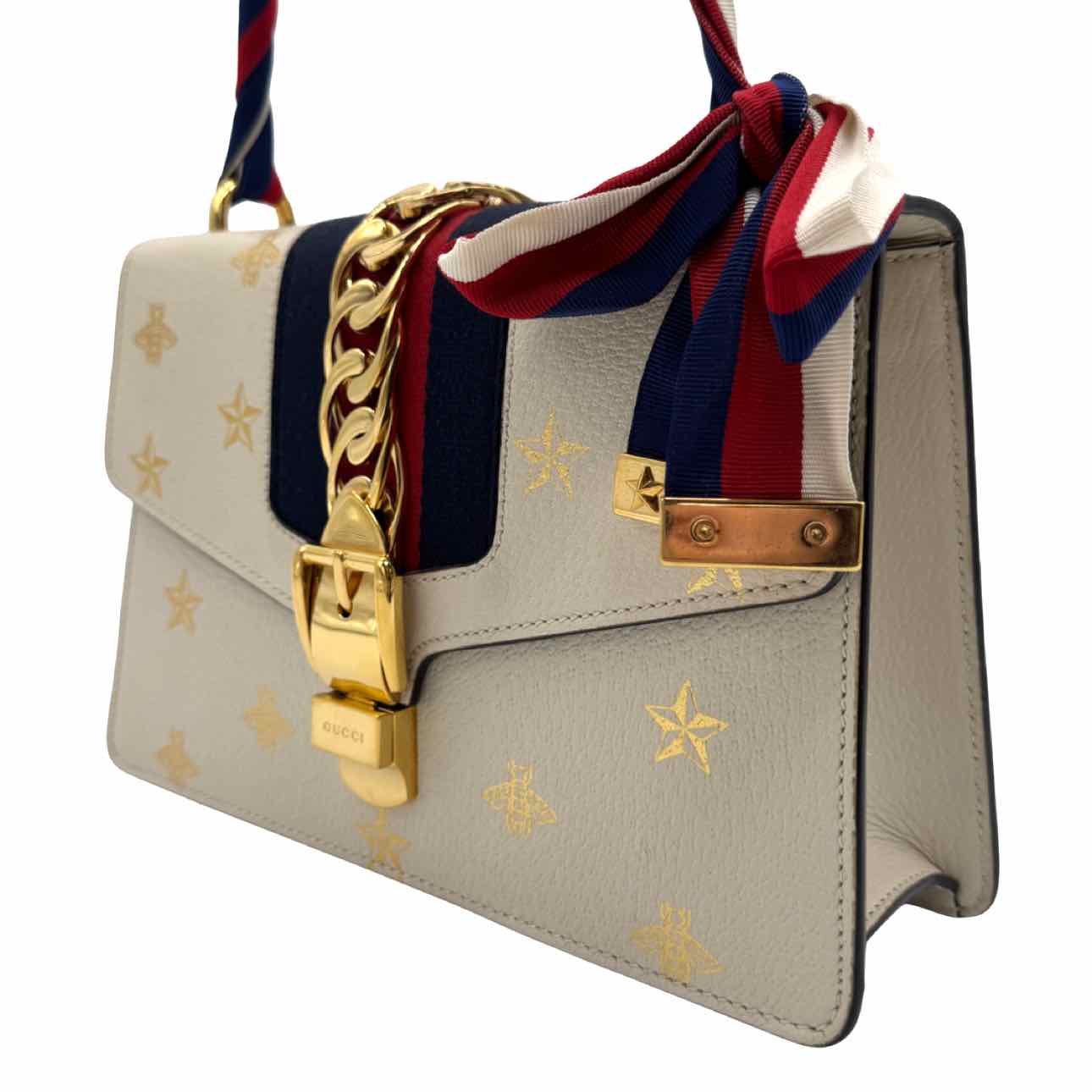 GUCCI Calfskin Sylvie Bee Star Shoulder Bag Small