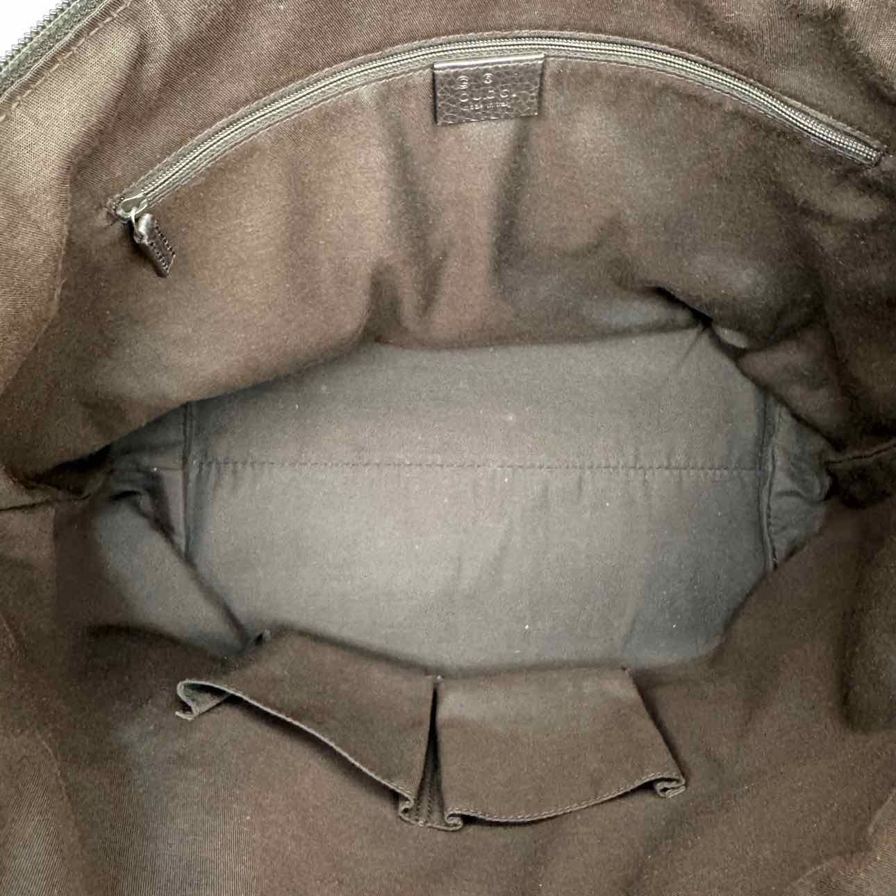GUCCI Canvas Diamante Bamboo Tote Brown