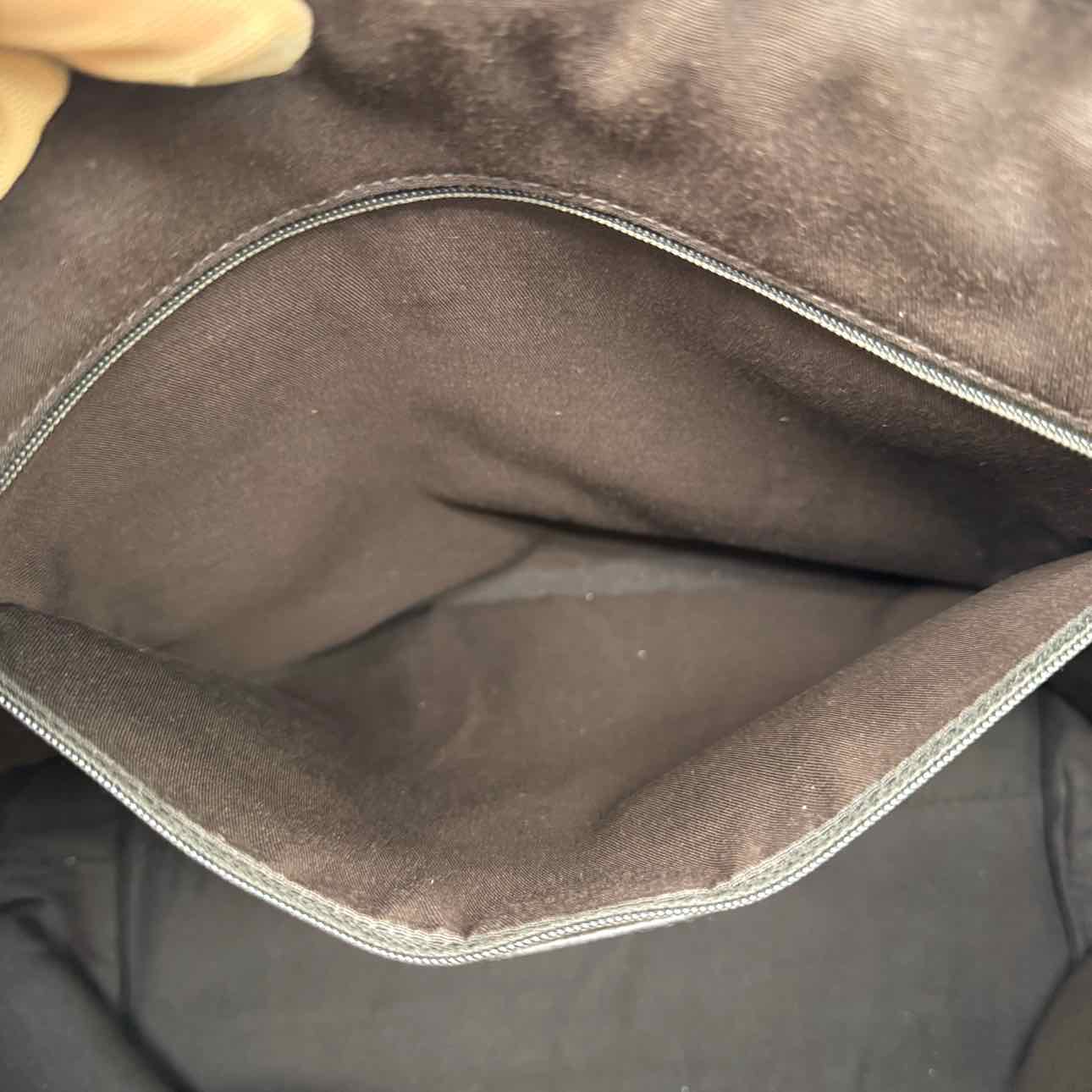 GUCCI Canvas Diamante Bamboo Tote Brown