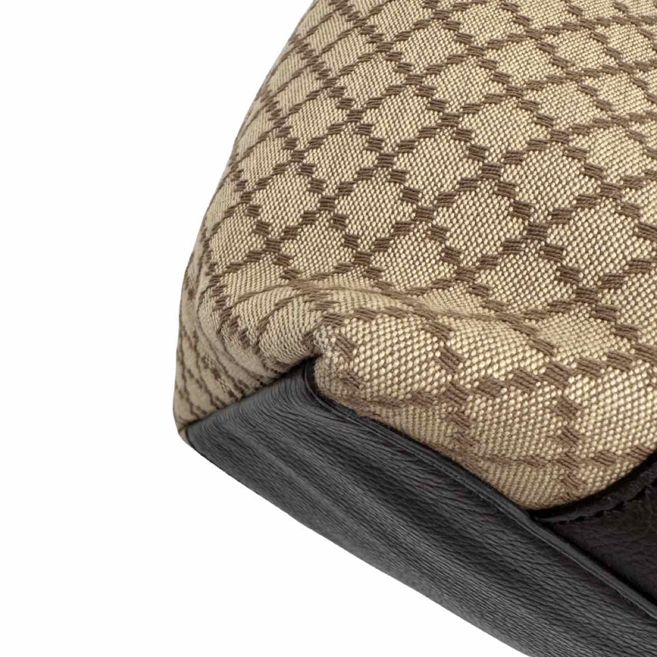 GUCCI Canvas Diamante Bamboo Tote Brown