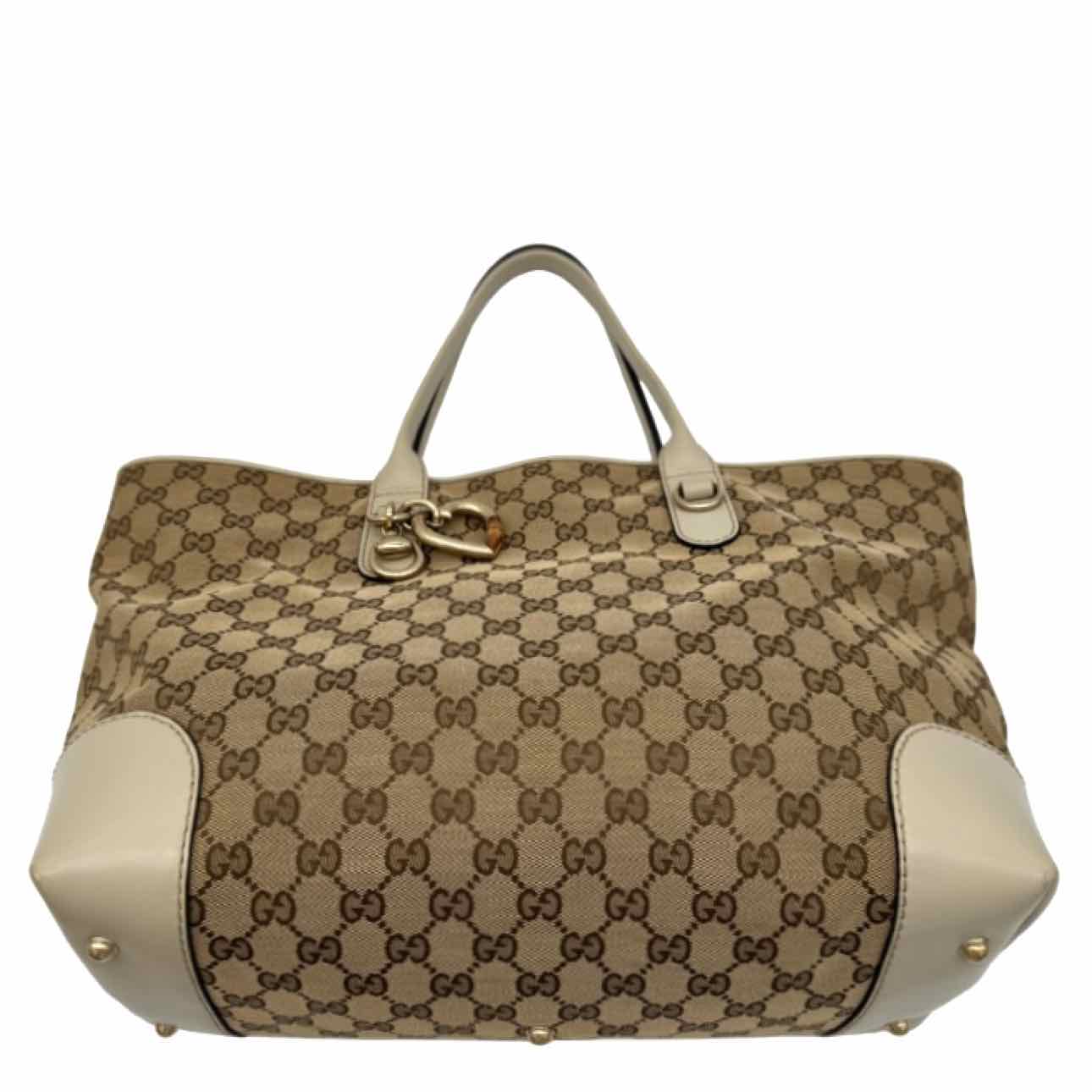 GUCCI Canvas Heart Bit Tote Beige